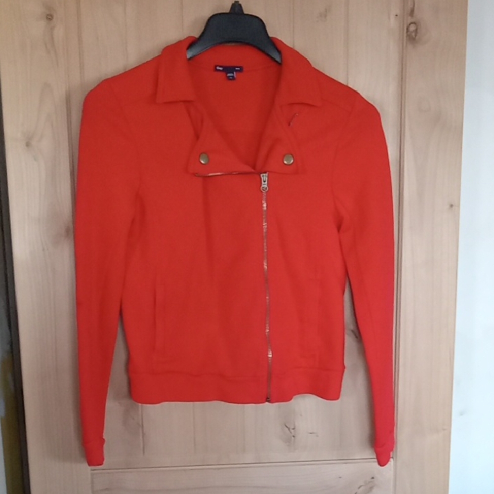Red Zip Jacket. Very Fashionable.